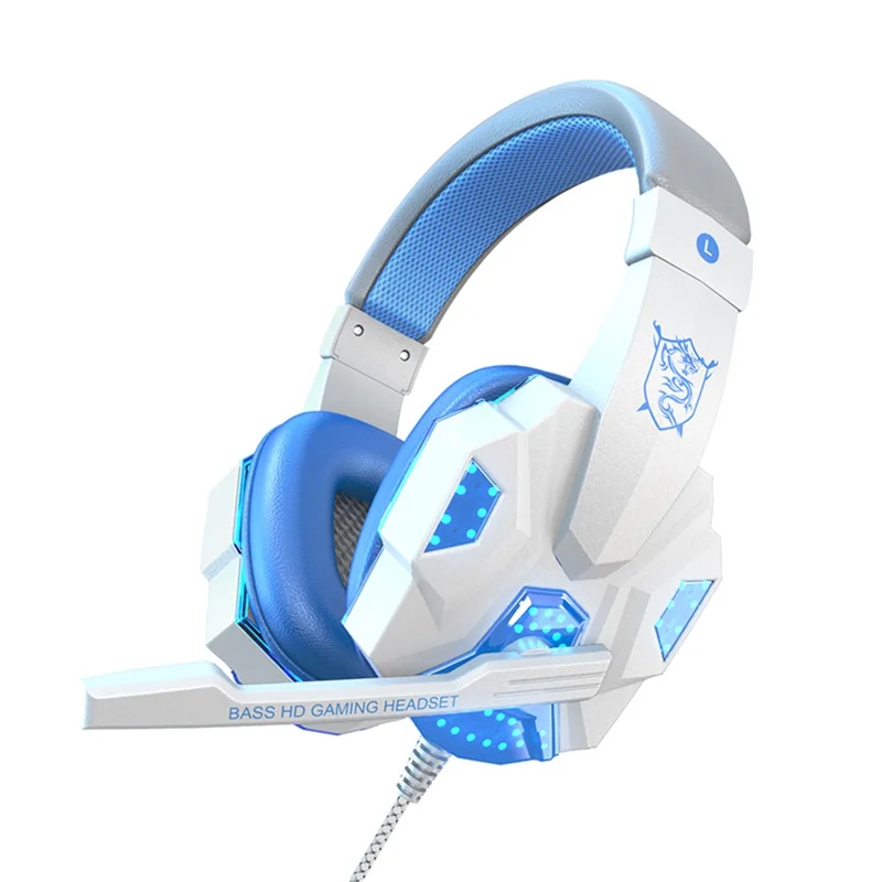 SOYTO SY830 Wired Headset Lightweight Gaming Headphone Computer Cell Phone Headset with USB Lighting - White
