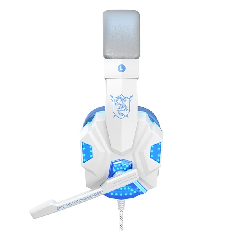 SOYTO SY830 Wired Headset Lightweight Gaming Headphone Computer Cell Phone Headset with USB Lighting - White