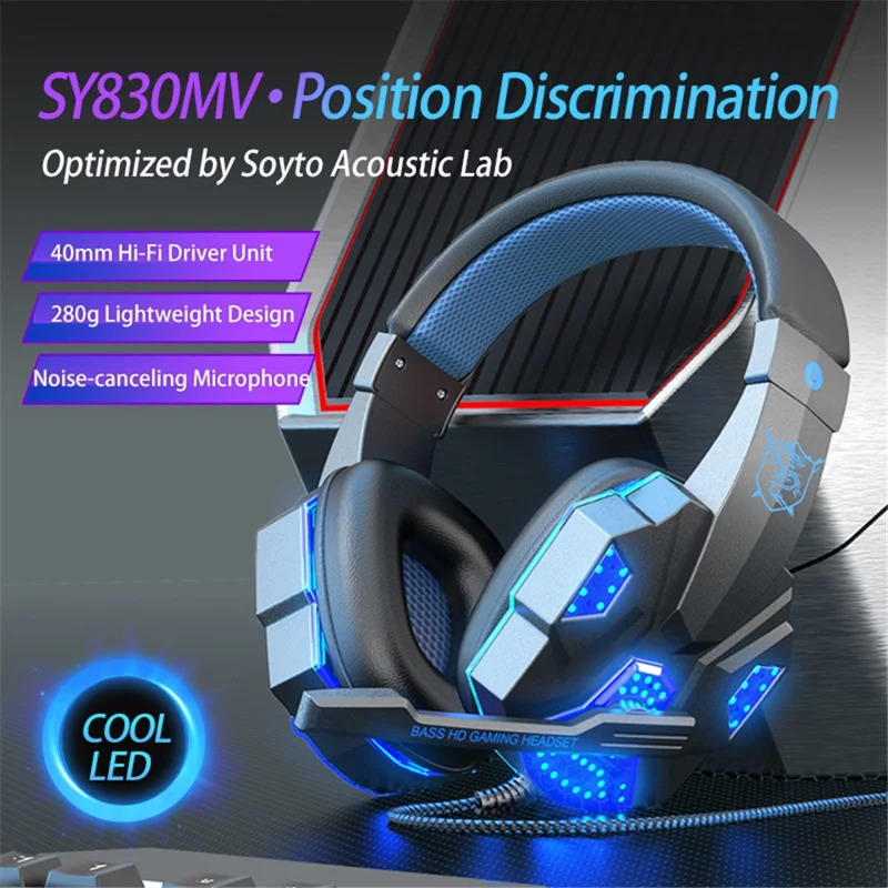 SOYTO SY830 Wired Headset Lightweight Gaming Headphone Computer Cell Phone Headset with USB Lighting - White