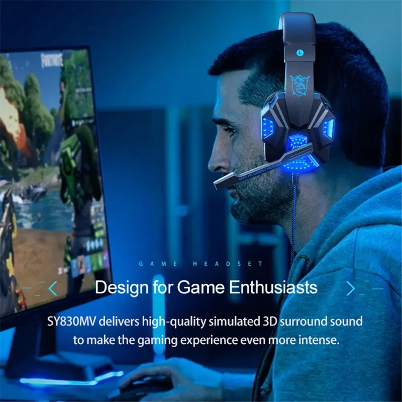 SOYTO SY830 Wired Headset Lightweight Gaming Headphone Computer Cell Phone Headset with USB Lighting - White