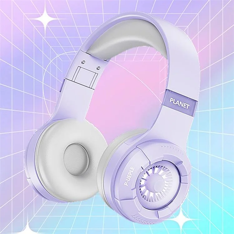 KE25 Wireless Bluetooth-compatible Headphone Over-Ear Music Headset RGB Stereo for Kids Boys Girls - Purple