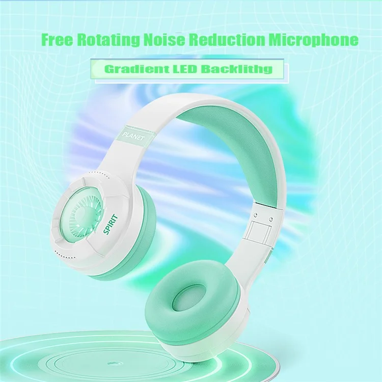 KE25 Wireless Bluetooth-compatible Headphone Over-Ear Music Headset RGB Stereo for Kids Boys Girls - Purple