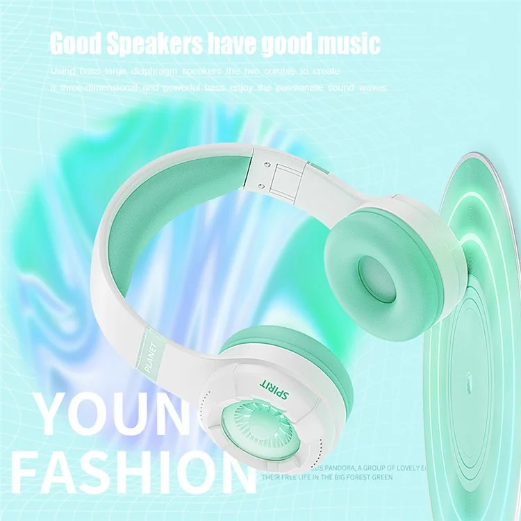 KE25 Wireless Bluetooth-compatible Headphone Over-Ear Music Headset RGB Stereo for Kids Boys Girls - Black