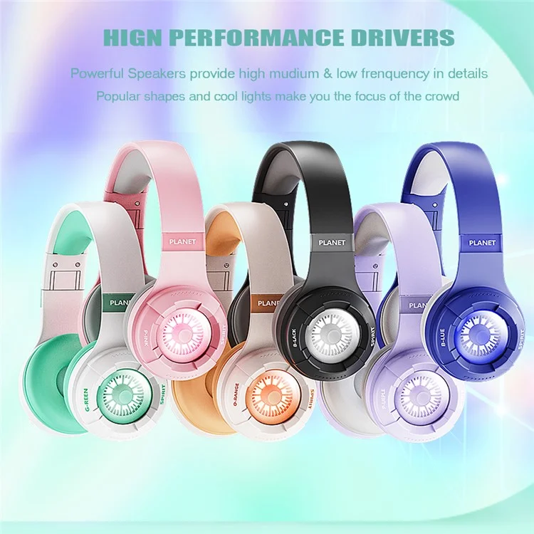 KE25 Wireless Bluetooth-compatible Headphone Over-Ear Music Headset RGB Stereo for Kids Boys Girls - Black