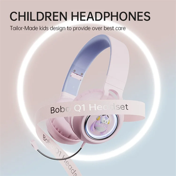FINGERTIME Q1 BT5.3 Space Capsule Wireless Headset with Breathing Light Bluetooth-compatible Headphone for Kids - Pink