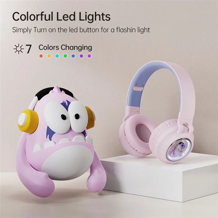 FINGERTIME Q1 BT5.3 Space Capsule Wireless Headset with Breathing Light Bluetooth-compatible Headphone for Kids - Pink