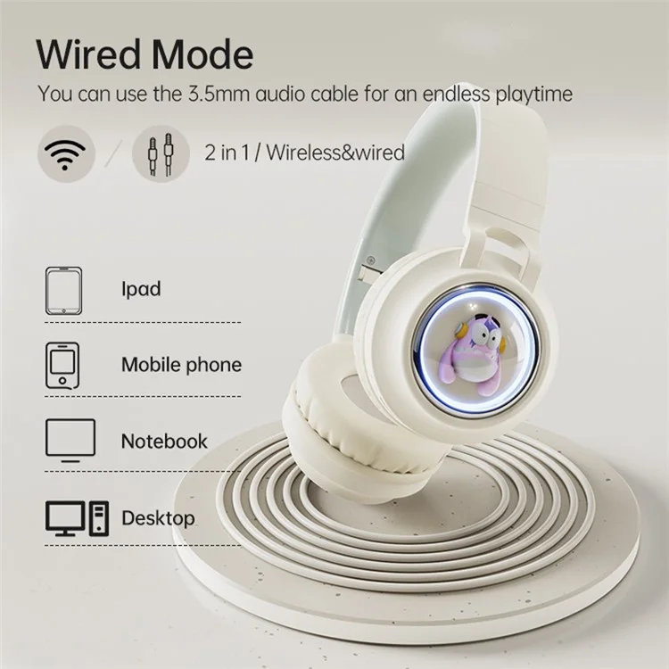 FINGERTIME Q1 BT5.3 Space Capsule Wireless Headset with Breathing Light Bluetooth-compatible Headphone for Kids - Pink