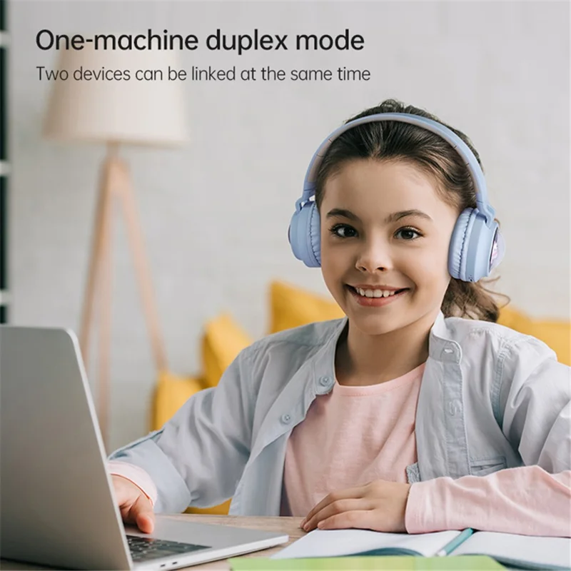 FINGERTIME Q1 BT5.3 Casque sans fil Capsule spatiale avec lumière respiratoire Casque Bluetooth compatible pour enfants - Bleu