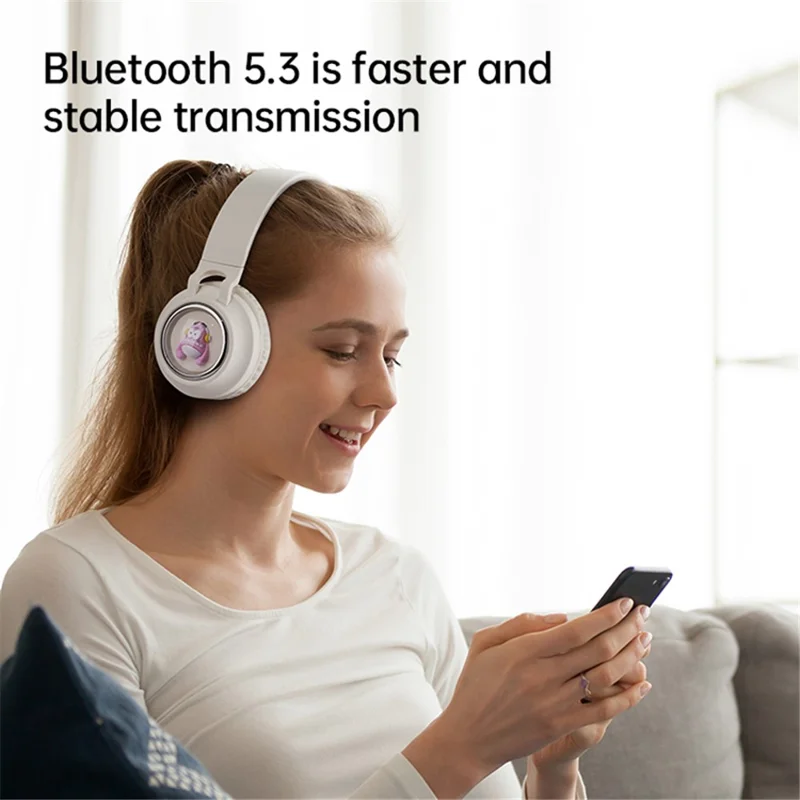 FINGERTIME Q1 BT5.3 Casque sans fil Capsule spatiale avec lumière respiratoire Casque Bluetooth pour enfants - Blanc