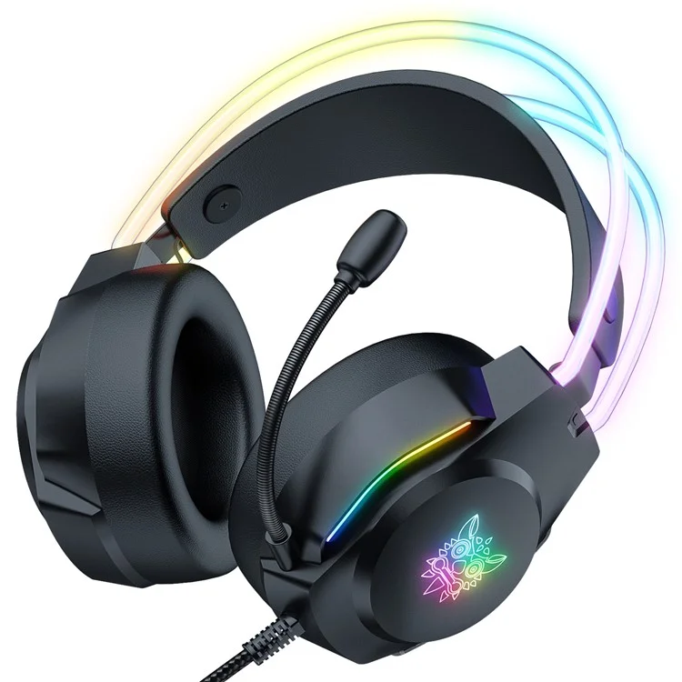 Aurione da Gioco E-sports Onikuma X26 Con Cuffia Cablata di Riduzione Del Rumore di Illuminazione RGB - Nero