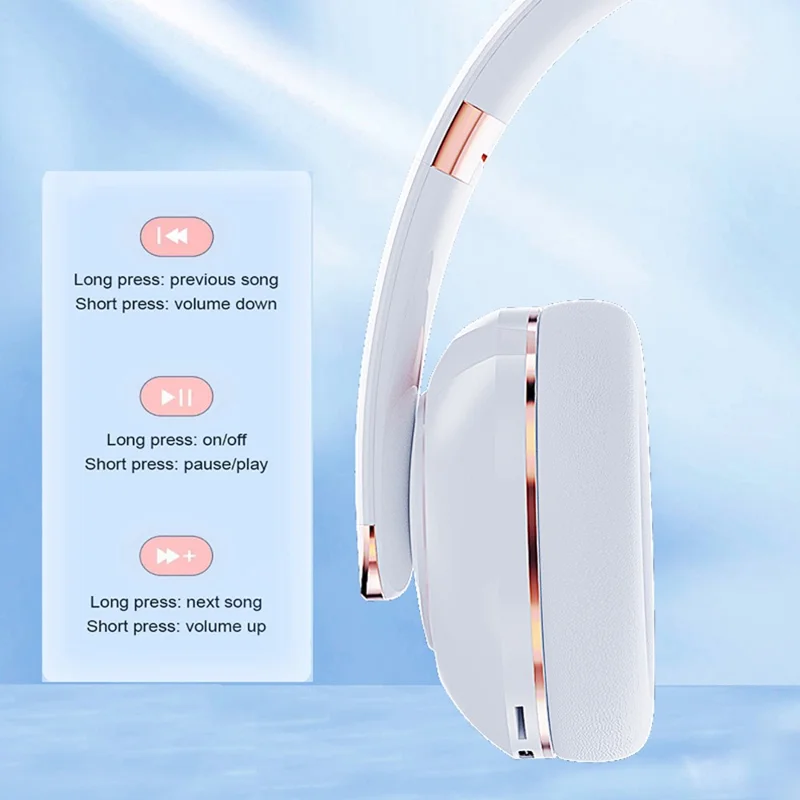 KE22 Wireless Bluetooth-compatible Headphone HiFi Stereo Sound Headset Foldable Headband Brass Earphone with Built-in Microphone - Red