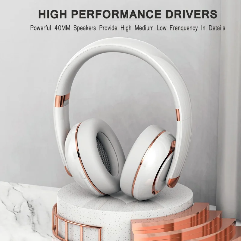 KE22 Wireless Bluetooth-compatible Headphone HiFi Stereo Sound Headset Foldable Headband Brass Earphone with Built-in Microphone - Blue