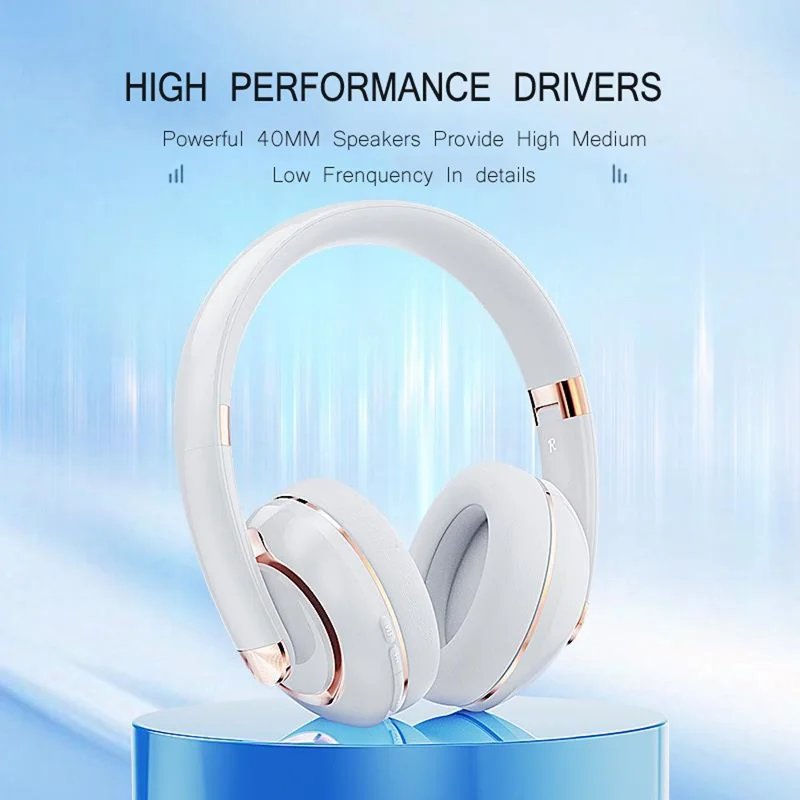 KE22 Wireless Bluetooth-compatible Headphone HiFi Stereo Sound Headset Foldable Headband Brass Earphone with Built-in Microphone - Purple