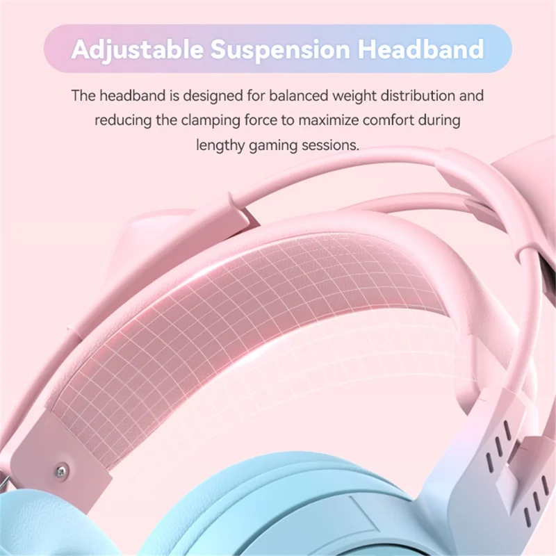 T25 Cute Cat Ears Headphones RGB Lighting Bluetooth-compatible Wireless Headset with  Detachable Mic - Pink