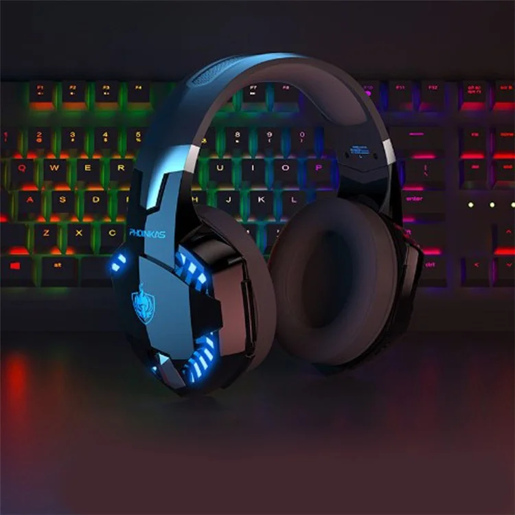 KOTION EACH G2000PRO Bluetooth 5.2 Headset Over-Ear HiFi Stereo Wireless Wired Gaming Headphone - Schwarz+Blau