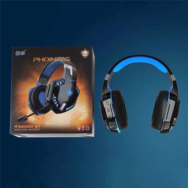 KOTION EACH G2000PRO Bluetooth 5.2 Headset Over-Ear HiFi Stereo Wireless Wired Gaming Headphone - Schwarz+Blau