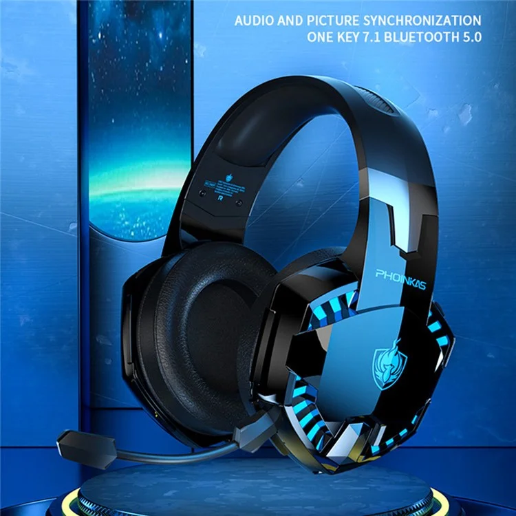 KOTION EACH G2000PRO Bluetooth 5.2 Headset Over-Ear HiFi Stereo Wireless Wired Gaming Headphone - Schwarz+Blau