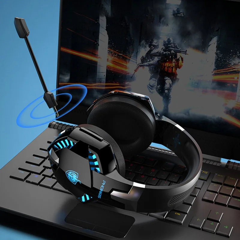 KOTION EACH G2000PRO Bluetooth-kompatibles 5.2 Headset On-Ear HiFi Stereo Wireless Wired Gaming-Headset - Schwarz+Rot