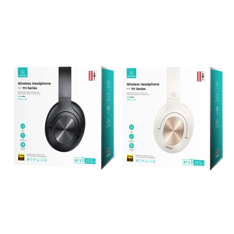 USAMS YH21 Fones de Ouvido Bluetooth Over-Ear HiFi Estéreo Headset 70H Longa Duração de Reprodução Mãos-Livres - Preto