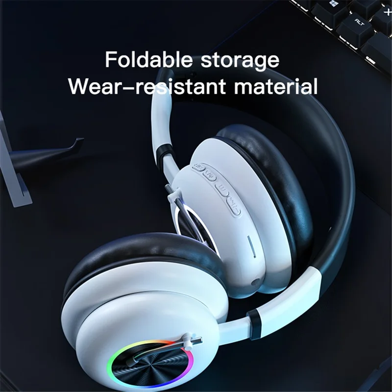KE-29 Over-ear Wireless Bluetooth-compatible Headset RGB Light Gaming Music Headphone with Microphone - Green
