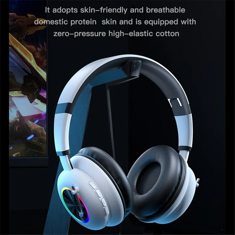 KE-29 Over-ear Wireless Bluetooth-compatible Headset RGB Light Gaming Music Headphone with Microphone - Green
