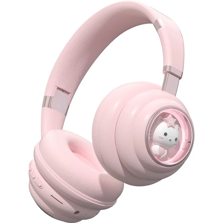 Cápsula Espacial para Gatos KE-30 Design Headset Wireless RGB Colorido Light Gaming Bluetooth Headphone - Rosa