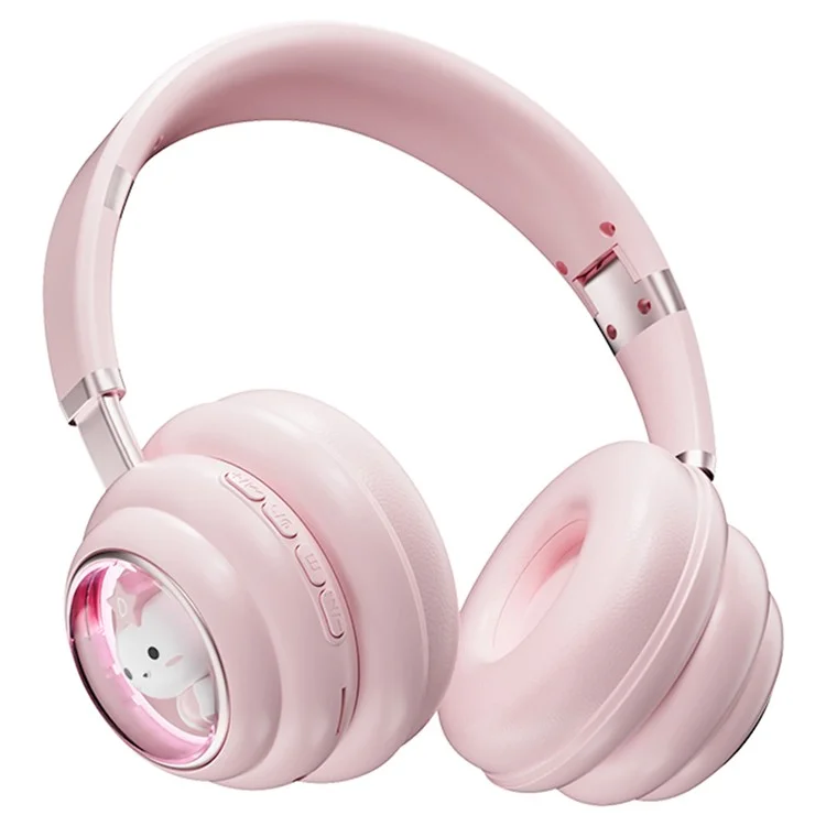 Cápsula Espacial para Gatos KE-30 Design Headset Wireless RGB Colorido Light Gaming Bluetooth Headphone - Rosa