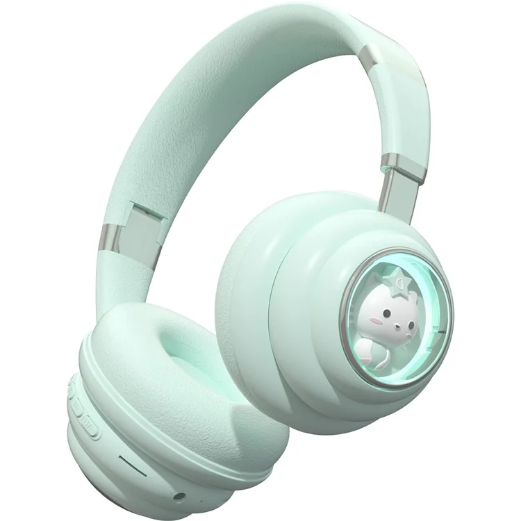 KE-30 Cat Space Capsule Design Wireless Headset RGB Colorful Light Gaming Bluetooth-compatible Headphone - Green