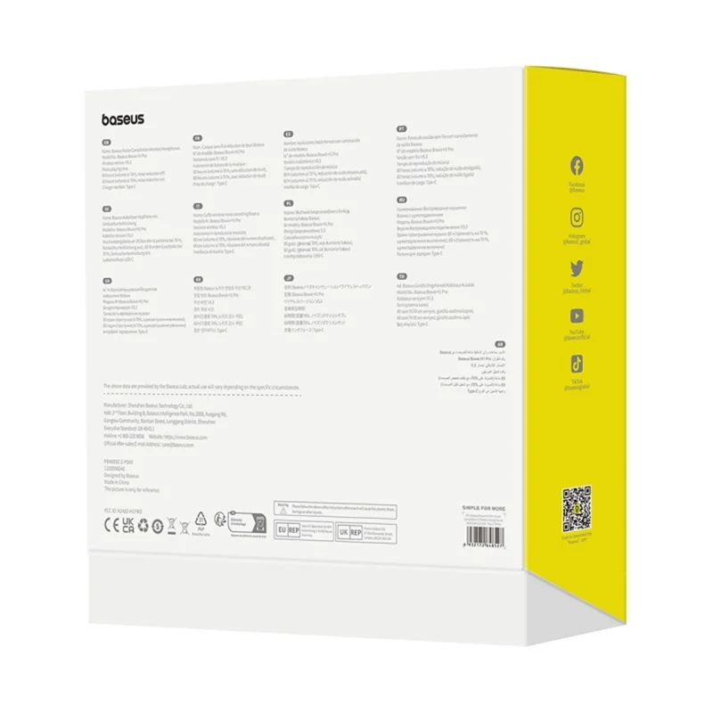 BASEUS Bowie H1 Pro Noise-Cancellation Wireless Headset LHDC Decode Headphones Low-Latency Bluetooth Earphone - White