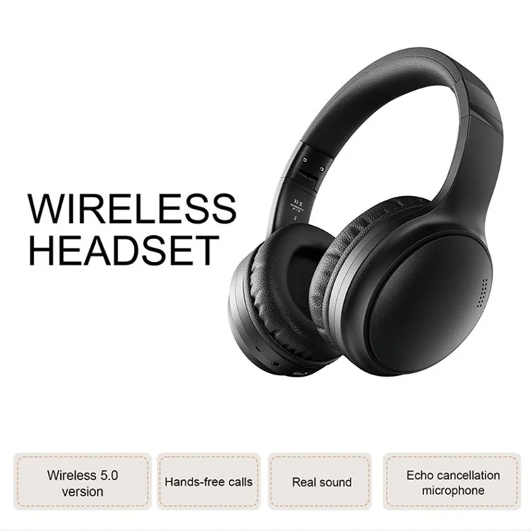BT037 Bluetooth-compatible Noise Cancelling Headphones Over Ear ANC Wireless Deep Bass Headset - White