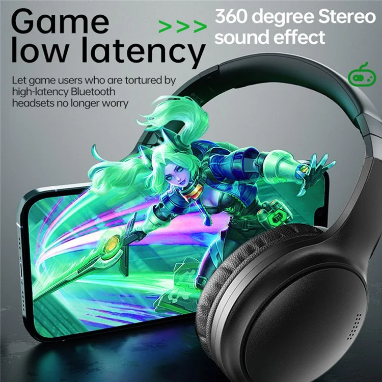 BT037 Bluetooth-compatible Noise Cancelling Headphones Over Ear ANC Wireless Deep Bass Headset - White
