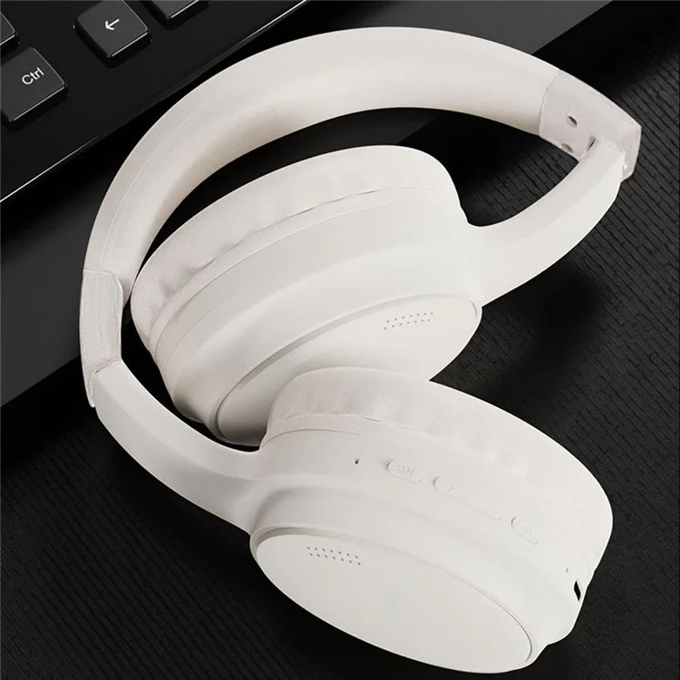 BT037 Bluetooth-compatible Noise Cancelling Headphones Over Ear ANC Wireless Deep Bass Headset - White