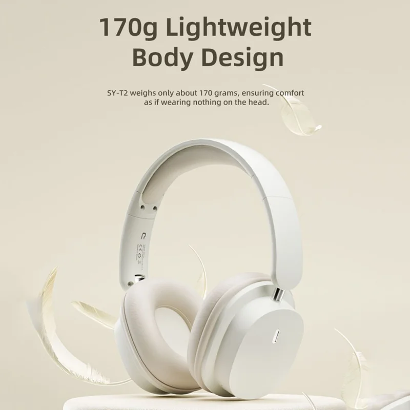 SY-T2 Wireless Over-Ear Bluetooth-compatible Headphone Foldable Headset with Built-in Noise Cancelling Microphone - Pink