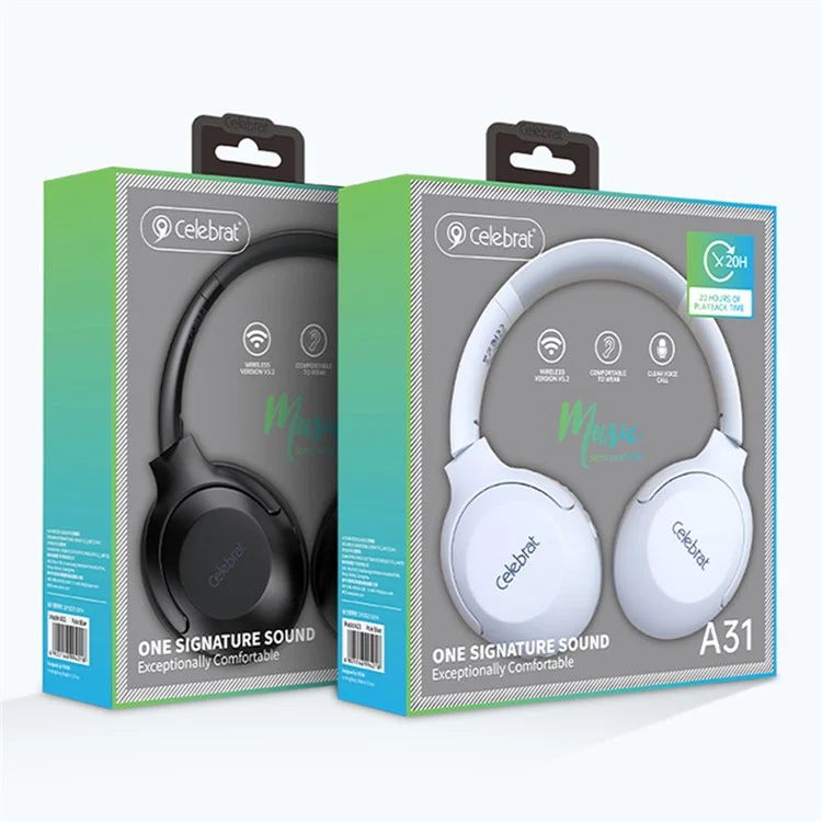 CELEBRAT A31 Беспроводные наушники с накладными чашками Bluetooth, складные, стерео, для игр, для музыки - черные