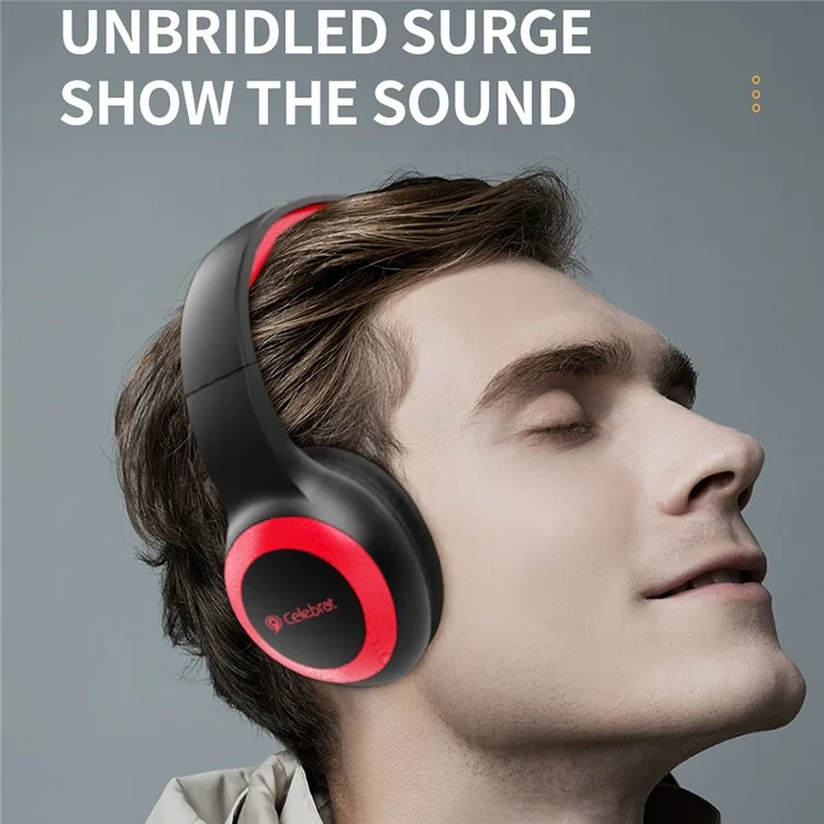 CELEBRAT A23 Bluetooth-compatible 5.0 Headphones Wireless Noise Canceling Headset Supports TF Card - Red