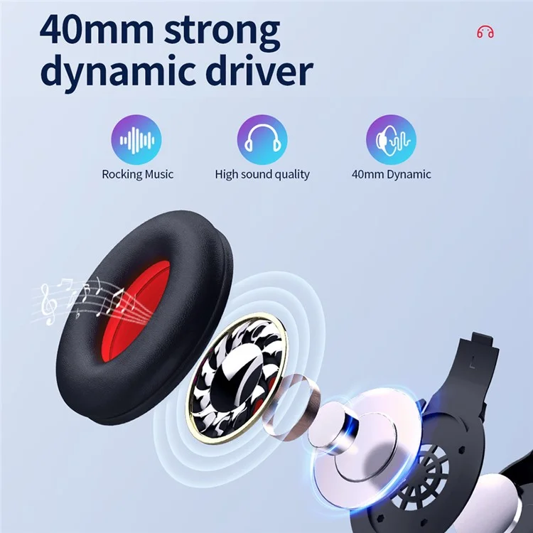 CELEBRAT A23 Bluetooth-compatible 5.0 Headphones Wireless Noise Canceling Headset Supports TF Card - Red
