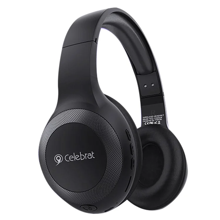CELEBRAT A23 Auriculares Bluetooth 5.0 Inalámbricos con Cancelación de Ruido, Compatible con Tarjeta TF - Negro