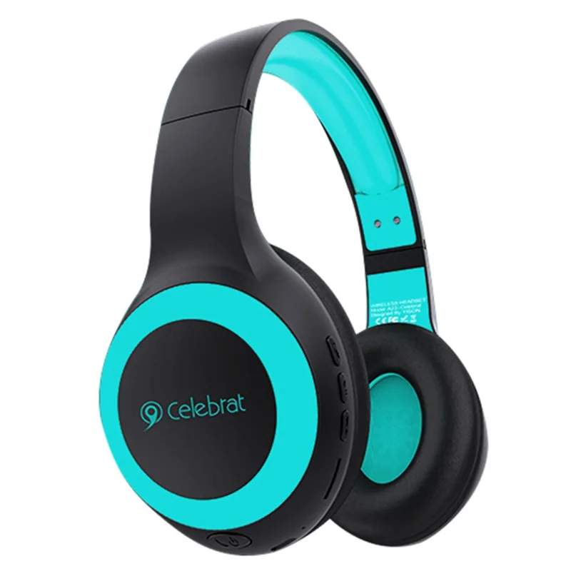 CELEBRAT A23 Bluetooth-compatible 5.0 Headphones Wireless Noise Canceling Headset Supports TF Card - Blue