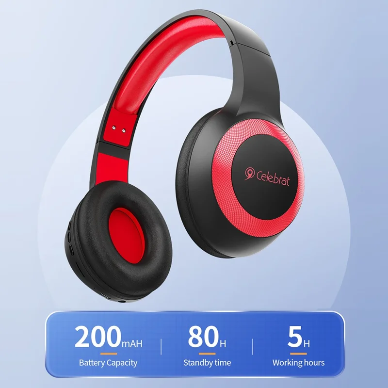 CELEBRAT A23 Bluetooth-compatible 5.0 Headphones Wireless Noise Canceling Headset Supports TF Card - Blue