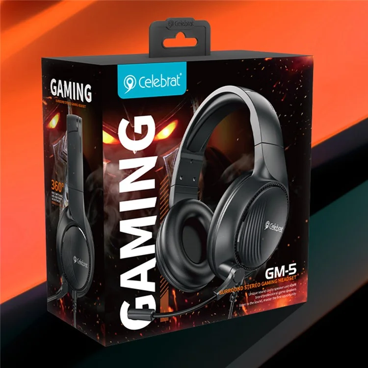 Casque filaire CELEBRAT GM-5 Over-Ear avec microphone, effet stéréo, casque de jeu