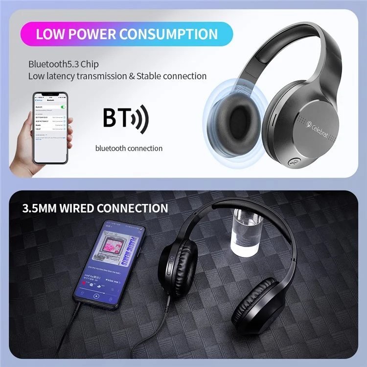 CELEBRAT A27 Gaming Headset Bluetooth-compatible 5.3 Noise Cancelling Headphones - Black