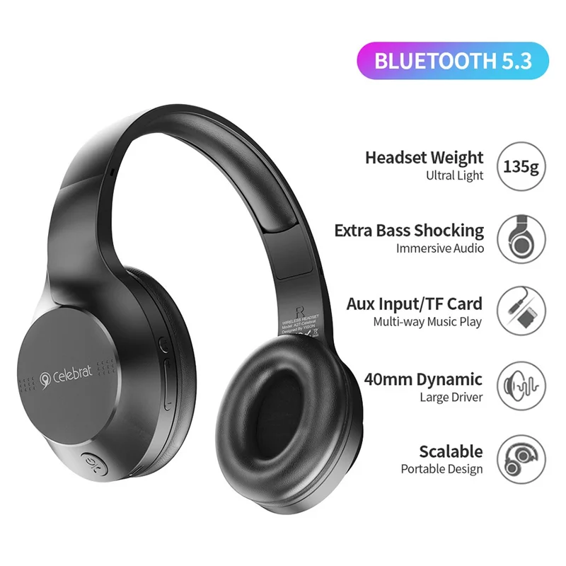 CELEBRAT A27 Gaming Headset Bluetooth-compatible 5.3 Noise Cancelling Headphones - Blue