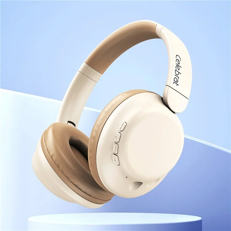 CELEBRAT A32 Over Ear Headphones Deep Bass Stereo Surround Sound Wireless Headset - Light Yellow