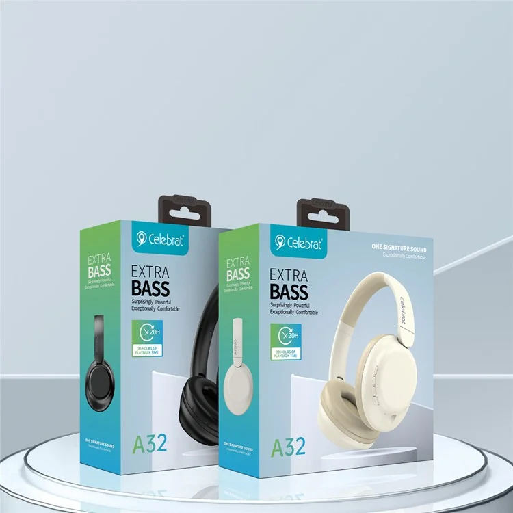 CELEBRAT A32 Over Ear Headphones Deep Bass Stereo Surround Sound Wireless Headset - Light Yellow