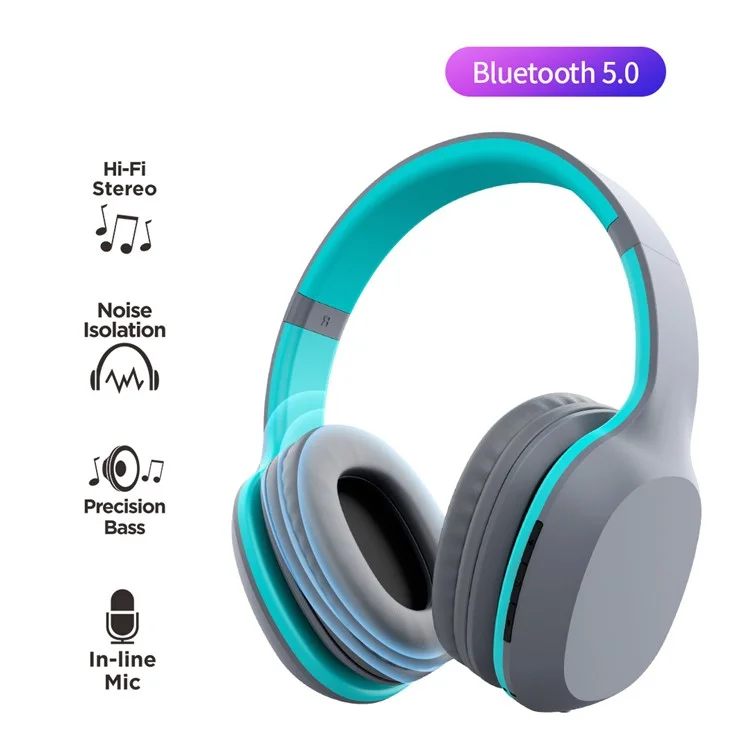 CELEBRAT A18 Bluetooth-compatible Headset Bass Binaural Earphone High Sound Quality Wireless 5.0 Headphones - Blue