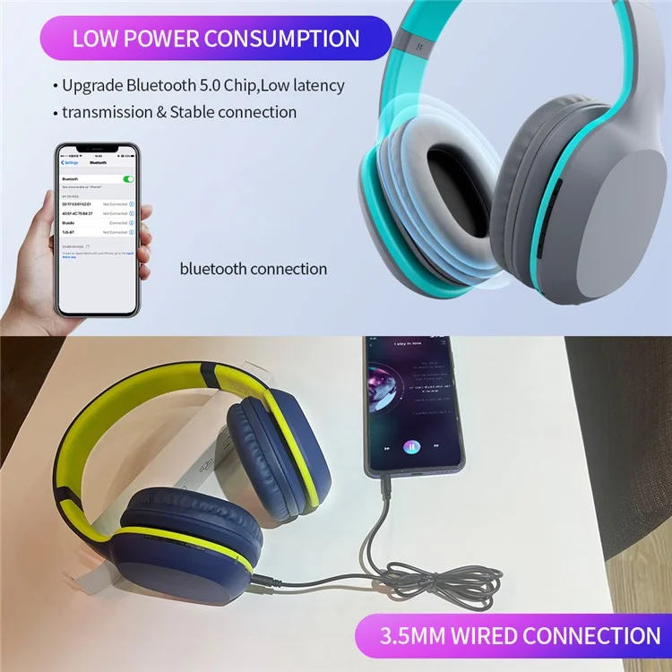 CELEBRAT A18 Bluetooth-compatible Headset Bass Binaural Earphone High Sound Quality Wireless 5.0 Headphones - Blue