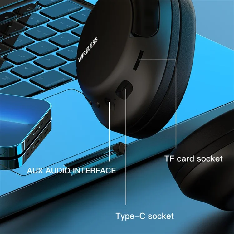 Беспроводные наушники с Bluetooth L700 Over Ear Music Wireless Headset HiFi Стерео Басовый звук Спортивные наушники - Черные