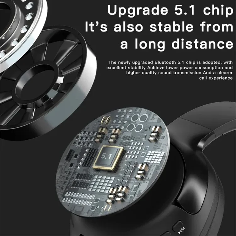 Беспроводные наушники с Bluetooth L700 Over Ear Music Wireless Headset HiFi Стерео Басовый звук Спортивные наушники - Черные