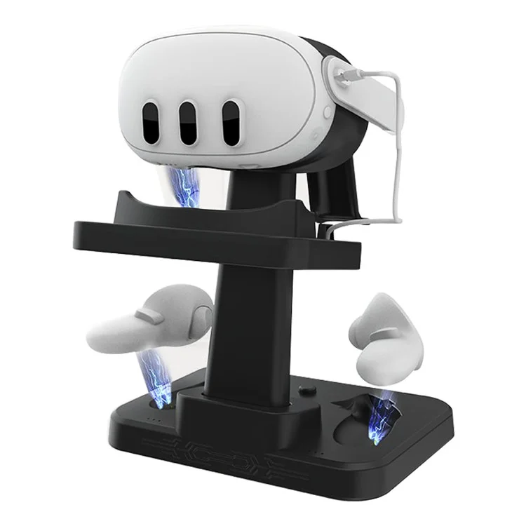 For Meta Quest 3 VR Display Stand Headset Magnetic Charging Base Storage Holder Bracket - Black