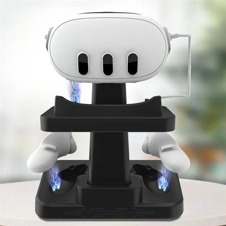 For Meta Quest 3 VR Display Stand Headset Magnetic Charging Base Storage Holder Bracket - Black